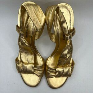 DIANE von FURSTENBERG ITALY🇮🇹MADE Gold Designer Metallic Slingback Heels‎ 7M